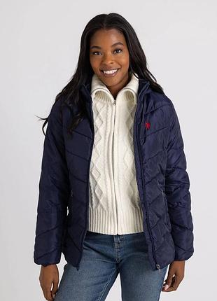 Новая женская куртка - пуховик us polo assn. (chevron hooded puffer jacket) c америки s,m,l