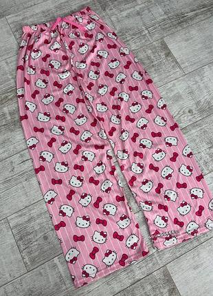 Рожеві жіночі широкі штани hello kitty