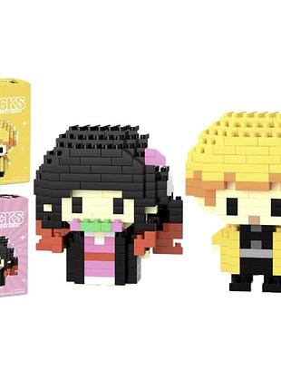 Парные мини-конструкторы dmxc bricks «истребители демонов» demon slayer, коллекционные 3d-фигурки незуко камадо и зеницу агацума
