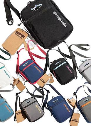 Мужская сумка patagonia брендовая барсетка через плечо патагония серый-черный