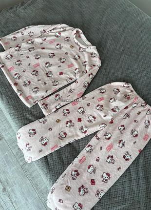 Розовая пижама hello kitty | плюшевая женская пижама хелоу китти m-l