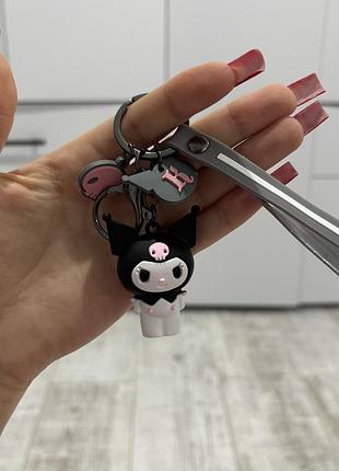 Силиконовый брелок kuromi (куроми) sanrio с серым ремешком