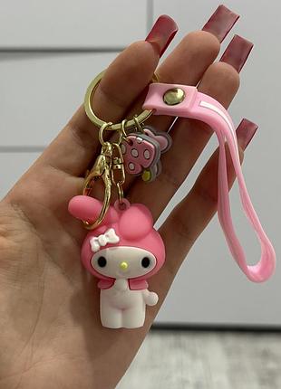 Силиконовый брелок my melody (май мелоди) sanrio с розовым ремешком