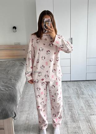 Розовая пижама hello kitty | плюшевая женская пижама хелоу китти