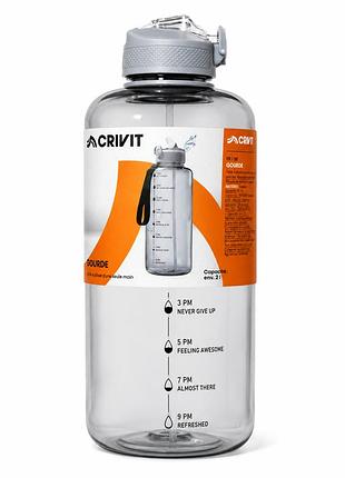 Спортивная бутылка для воды crivit 2 л с трубочкой, ручкой и мерной шкалой