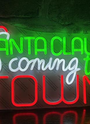 Неоновая вывеска nyxen с креплением, usb «santa claus is coming to town»