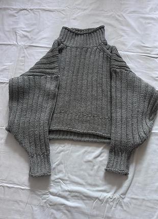 Сірий в’язаний светр h&m