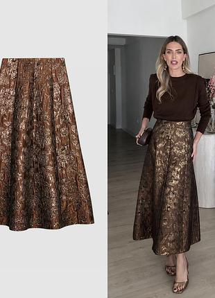 Zara жаккардовая юбка миди