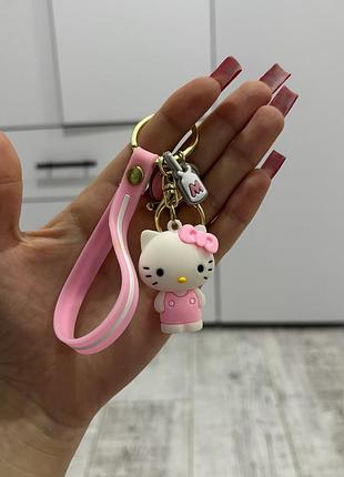 Силиконовый брелок hello kitty с ремешком и подвеской «молоко»