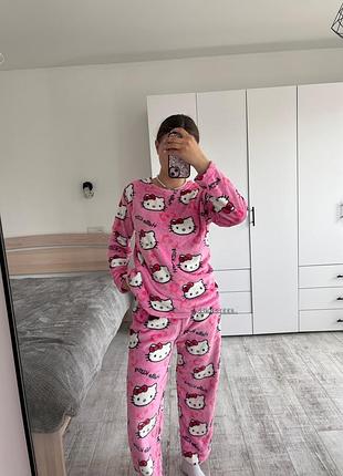 Розовая пижама hello kitty | плюшевая пижама хелоу китти