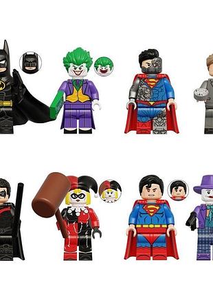 Набор коллекционных минифигурок dc super heroes бэтмен, джокер, супермен, харли квинн и другие (8 шт.)