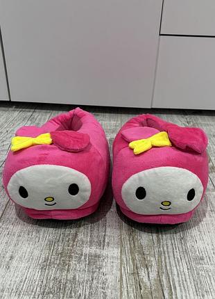 Плюшевые тапочки-игрушки my melody (май мелоди) — мягкие домашние тапки кигуруми (sanrio) 35-40р