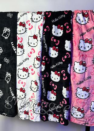 Широкие теплые брюки hello kitty | плюшевые трендовые брюки хелоу котти белый