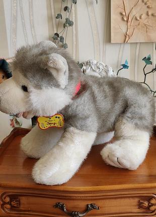Оригінальна м'яка іграшка хаскі / маламут з ошийником — build-a-bear workshop