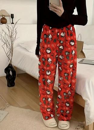 Трендовые штаны hello kitty женские | широкие штаны хелоу китти мужские
