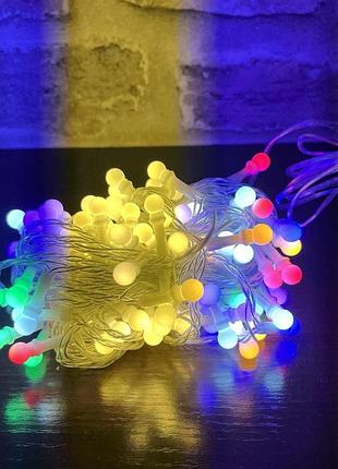 Гирлянда rgb+тёплый белый свет 10м, 100 светодиодов, пульт, 11 режимов, таймер, от сети