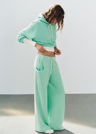 Zara new стильный костюм трехнитка мятный хs, s, m, l