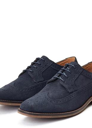 Чоловічі класичні туфлі дербі clarks шкіряні, сині, розмір 42