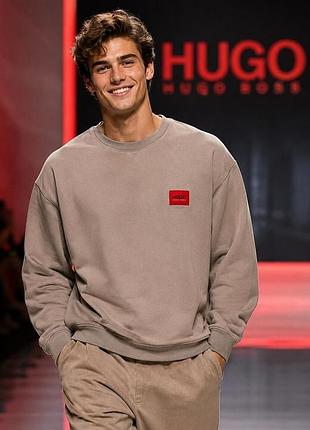 Мужской свитшот hugo (hugo boss) бежевый xl- xxl хлопок