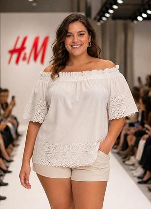 Блуза женская h&amp;m белый xl хлопок