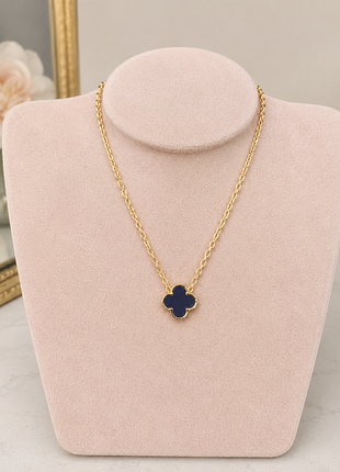 Вишукана підвіска в стилі van cleef (синя конюшина, медсталь, 40+5 см)