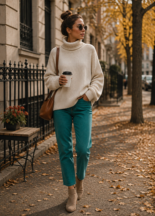 Женские  джинсы f&amp;f straight slim бирюзовые cotton stretch