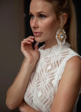 Новый ажурный кроп-топ zara из кружева кроше (размер s)