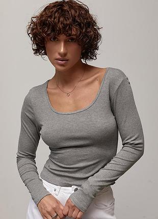 Базовый укороченный однотонный лонг - серый цвет, one size (имеется размеры)