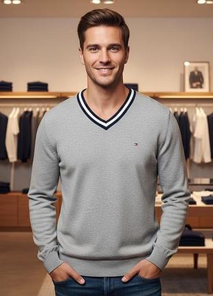 Джемпер чоловічий tommy hilfiger сірий xl бавовна