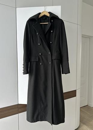 Довге вовняне пальто zara розмір s - xs у кольорі хакі
