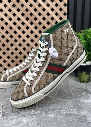 Gucci tennis 1977 gg high sneakers высокие мужские кроссовки кеды оригинал 45 eur