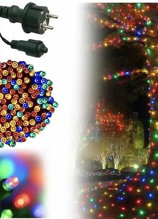 Світлодіодна гірлянда нитка 401 led rgb різнокольорова (чорний провід)