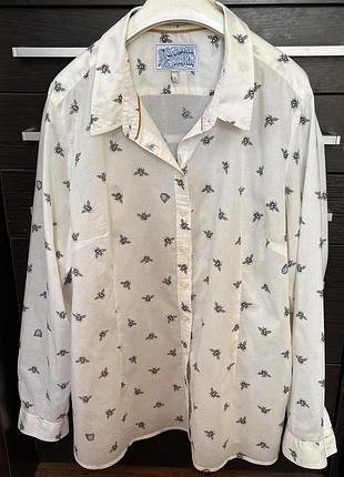 Белая легкая приталенная рубашка с пчелами the bees knees superduper shirting р20