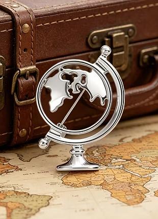 Брошка 🌏 срібний глобус 🌏 нержавіюча сталь, подарунок вчителю, географу, мандрівнику, земля планета географія, цікава фантазійна трендова