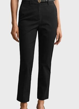 Классические черные зимние брюки zara  прямого кроя, с высокой посадкой, шлевками для ремня, с четкими вертикальными стрелками-защипами, 36/s/44