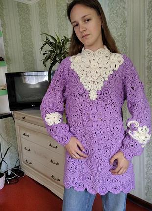 Виріб ручної роботи, ірландське мереживо. розмір хl, ххl. 49 процентів шерсті, 51- акрил.