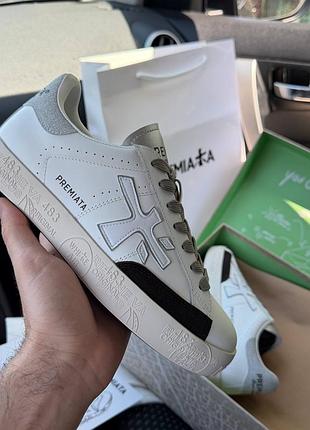👟 кроссовки premiata stevennd 6660 white grey black/наложка bs👟