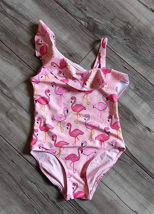 Детский слитный купальник h&amp;m с фламинго и воланом, размер 110/116 (4-6 лет)