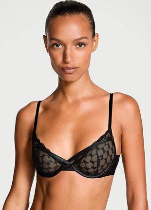 Сітчастий бюстгальтер victoria's secret з обробкою з екошкіри