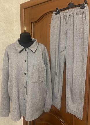 Костюм жіночий теплий сорочка і брюки з кашемір  ялинка на р m-xl