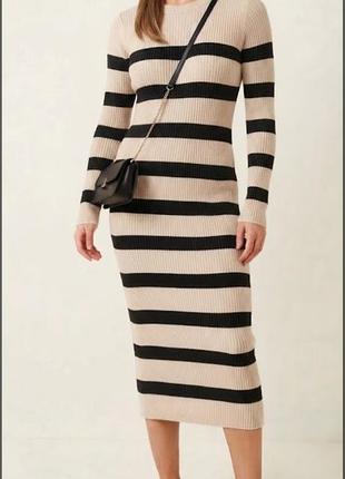 Вязаное платье в полоску shein, размер s / m / l (eu 40/42)