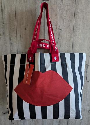 Lulu guinness сумка шоппер lulu guinness большая с принтом в красную губную помаду