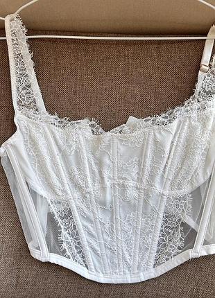 Білий мереживний корсет victoria’s secret