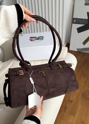 Жіноча сумка шоколадна bonnie medium suede