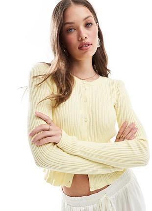 Кардиган в рубчик з рюшами asos design