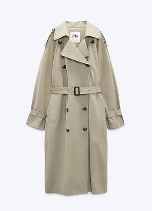 Тренч. бежевий плащ. zara. жіночий xs-s