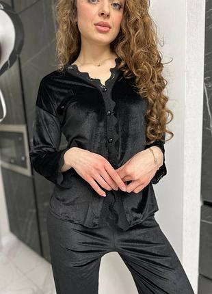 Домашний костюм с деликатным кружевом 🖤