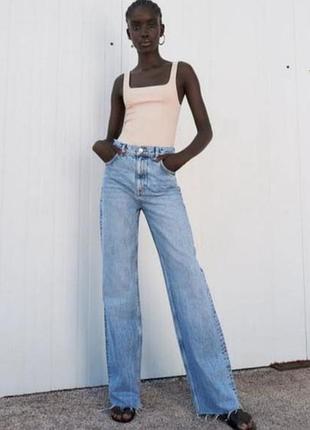 Прямі джинси zara з високою посадкою