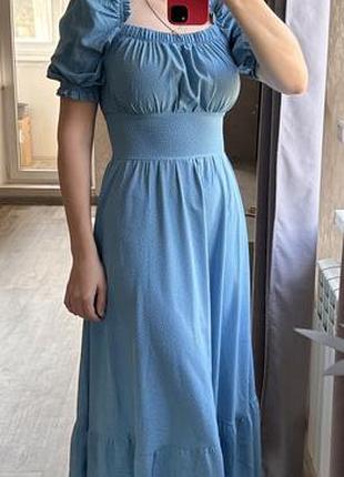 Ніжна блакитна сукня міді tess dress 42розмір