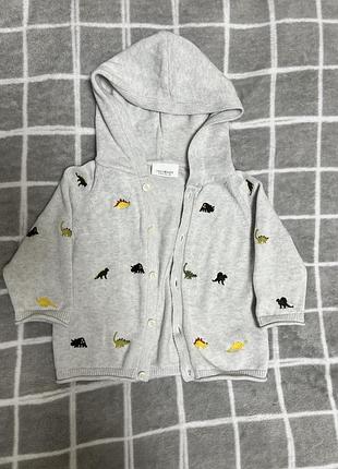 В’язана кофта / кардиган із капюшоном next baby з динозавриками 3/6 міс